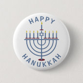 Happy Hanukkah Menorah Ronde Button 5,7 Cm (Voorkant)