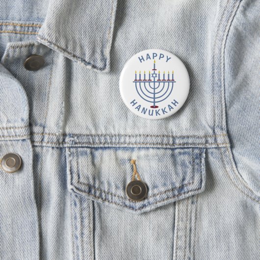 Happy Hanukkah Menorah Ronde Button 5,7 Cm (In situ)