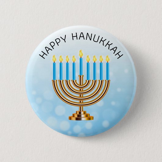 Happy Hanukkah Menorah Ronde Button 5,7 Cm (Voorkant)