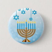 Happy Hanukkah Menorah Ronde Button 5,7 Cm (Voorkant)
