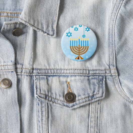 Happy Hanukkah Menorah Ronde Button 5,7 Cm (In situ)