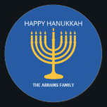 Happy Hanukkah Menorah Ronde Sticker<br><div class="desc">Happy Hanukkah Menorah Classic Round Sticker</div>