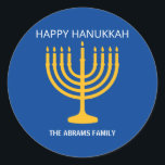 Happy Hanukkah Menorah Ronde Sticker<br><div class="desc">Happy Hanukkah Menorah Classic Round Sticker</div>