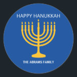 Happy Hanukkah Menorah Ronde Sticker<br><div class="desc">Happy Hanukkah Menorah Classic Round Sticker</div>