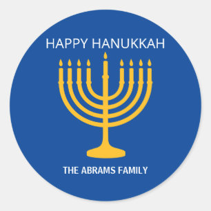 Happy Hanukkah Menorah Ronde Sticker