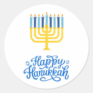 Happy Hanukkah Menorah Ronde Sticker
