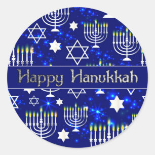Happy Hanukkah Menorah Ronde Sticker