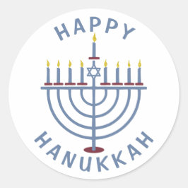 Happy Hanukkah Menorah Ronde Sticker