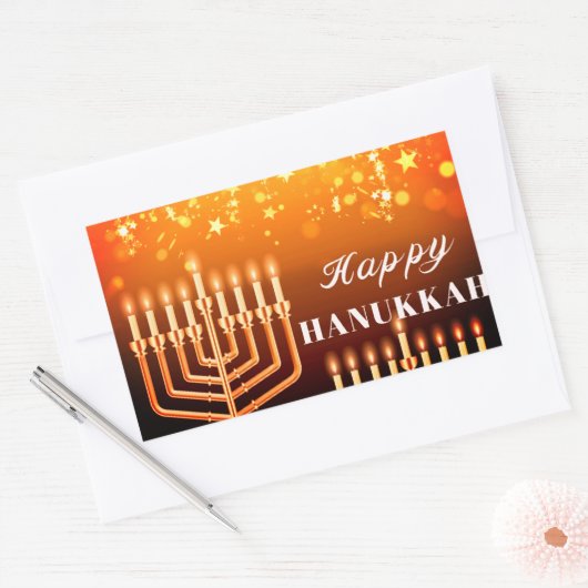 Happy Hanukkah Menorah Square Sticker (Envelop)