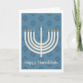 Happy Hanukkah Menorah/Star van David patroon 2 Feestdagen Kaart (Voorkant)