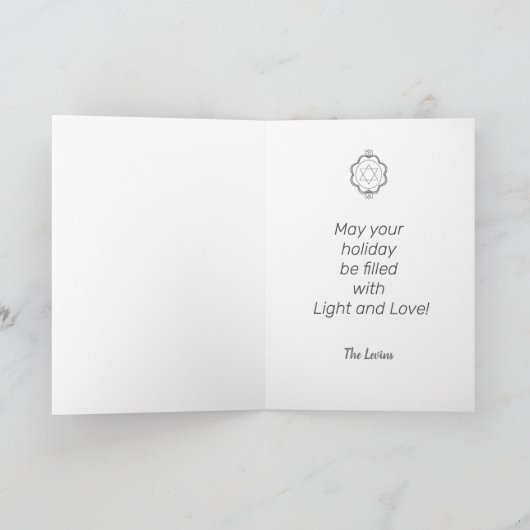 Happy Hanukkah Menorah/Star van David patroon 2 Feestdagen Kaart (Binnen)