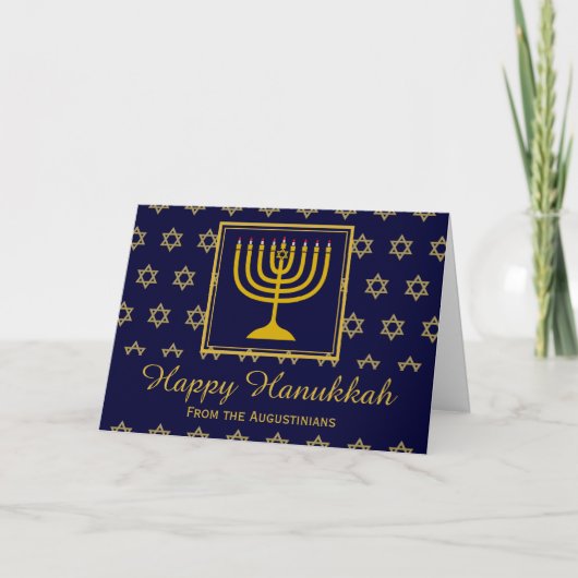 HAPPY HANUKKAH Menorah Star van David Persoonlijk Feestdagen Kaart (Voorkant)