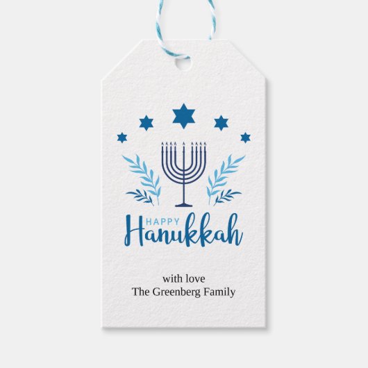 Happy Hanukkah Menorah Stars Festive Cadeaulabel (Voorkant)
