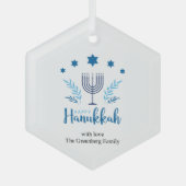 Happy Hanukkah Menorah Stars Festive Glas Ornament (Voorkant)