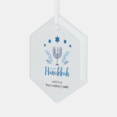 Happy Hanukkah Menorah Stars Festive Glas Ornament (Voorkant links)