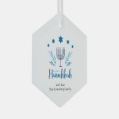 Happy Hanukkah Menorah Stars Festive Glas Ornament (Voorkant Rechts)