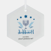 Happy Hanukkah Menorah Stars Festive Glas Ornament (Achterkant)