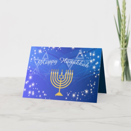 Happy Hanukkah Menorah Stars  kaart (Voorkant)
