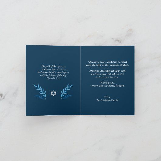 Happy Hanukkah Menorah Stars  kaart (Binnen)