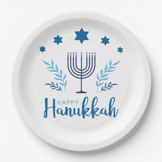 Happy Hanukkah Menorah Stars Papieren Bordje (Voorkant)