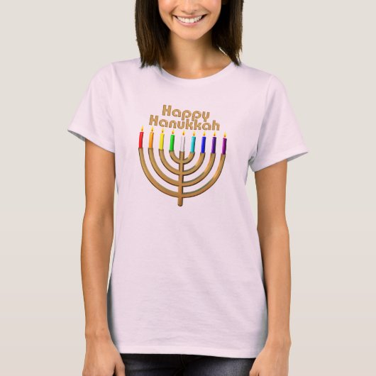 Happy Hanukkah Menorah T-shirt (Voorkant)