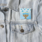 Happy Hanukkah Menorah Vierkante Button 5,1 Cm (In situ)
