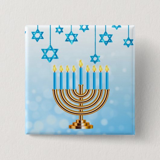 Happy Hanukkah Menorah Vierkante Button 5,1 Cm (Voorkant)