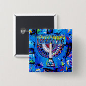 Happy Hanukkah Menorah Vierkante Button 5,1 Cm (Voorkant /achterkant)