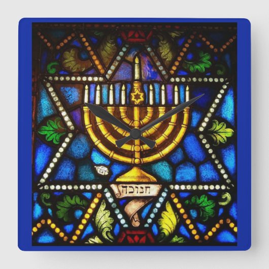 HAPPY HANUKKAH MENORAH VIERKANTE KLOK (Voorkant)