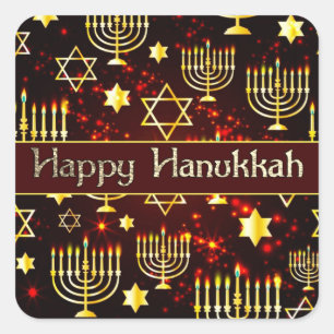 Happy Hanukkah Menorah Vierkante Sticker