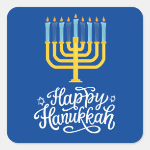 Happy Hanukkah Menorah Vierkante Sticker