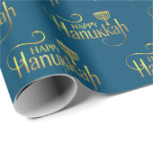 Happy Hanukkah Menorah Wrapping Paper Cadeaupapier (Rol Hoek)