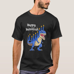 Happy Hanukkah Menorasaurus Rex Dinosaur Menorah C T-shirt