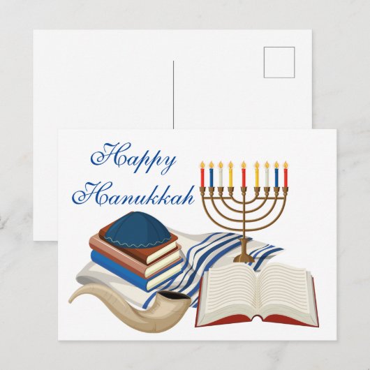 Happy Hanukkah Menorha Briefkaart (Voorkant / Achterkant)