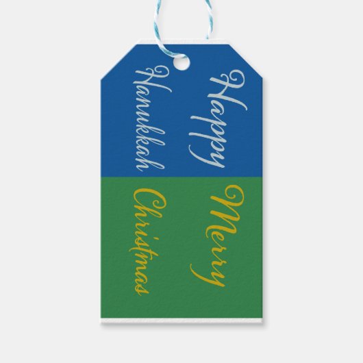 Happy Hanukkah Merry Christmas Dual Holiday Cadeaulabel (Voorkant)