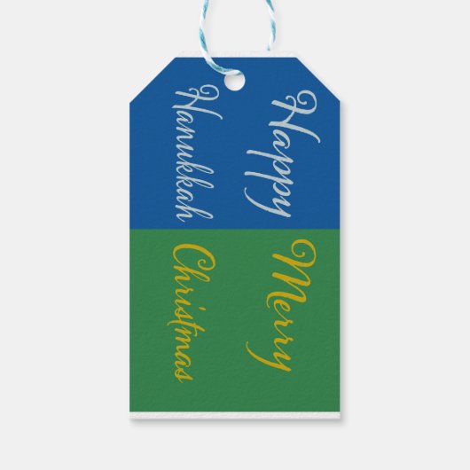 Happy Hanukkah Merry Christmas Dual Holiday Cadeaulabel (Achterkant)