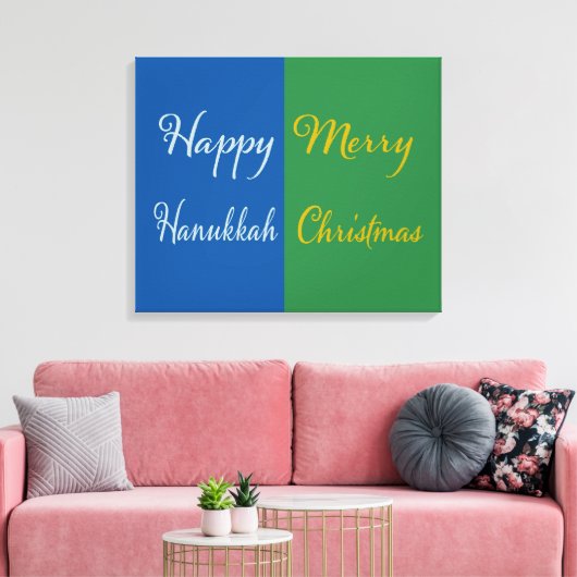 Happy Hanukkah Merry Christmas Dual Holiday Canvas Afdruk (Insitu (Woonkamer))