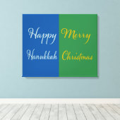 Happy Hanukkah Merry Christmas Dual Holiday Canvas Afdruk (Insitu (Houten vloer))
