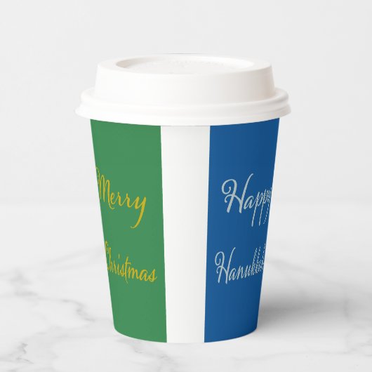 Happy Hanukkah Merry Christmas Dual Holiday Design Papieren Bekers (Links)