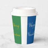 Happy Hanukkah Merry Christmas Dual Holiday Design Papieren Bekers (Rechts)