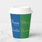 Happy Hanukkah Merry Christmas Dual Holiday Design Papieren Bekers (Voorkant)
