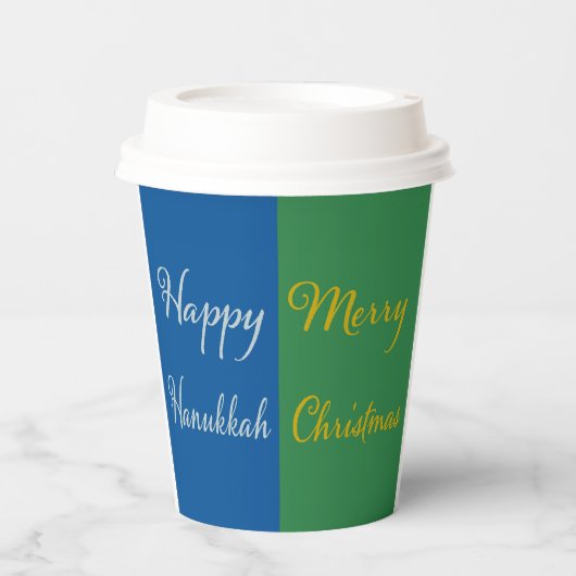 Happy Hanukkah Merry Christmas Dual Holiday Design Papieren Bekers (Voorkant)
