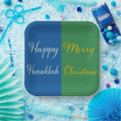 Happy Hanukkah Merry Christmas Dual Holiday Design Papieren Bordje (Feest)