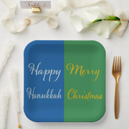Happy Hanukkah Merry Christmas Dual Holiday Design Papieren Bordje