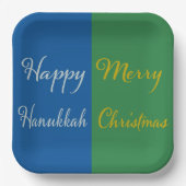 Happy Hanukkah Merry Christmas Dual Holiday Design Papieren Bordje (Voorkant)