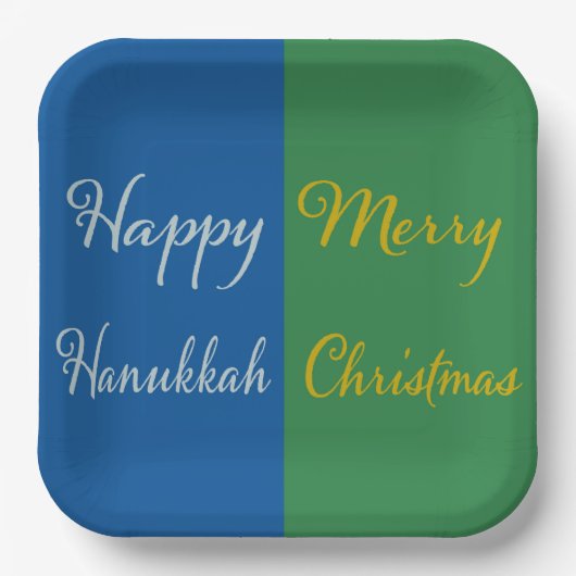 Happy Hanukkah Merry Christmas Dual Holiday Design Papieren Bordje (Voorkant)