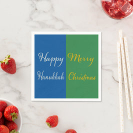 Happy Hanukkah Merry Christmas Dual Holiday Design Servet