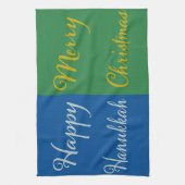 Happy Hanukkah Merry Christmas Dual Holiday Design Theedoek (Verticaal)