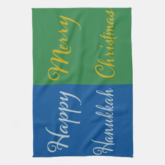 Happy Hanukkah Merry Christmas Dual Holiday Design Theedoek (Verticaal)