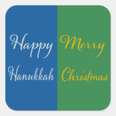 Happy Hanukkah Merry Christmas Dual Holiday Design Vierkante Sticker (Voorkant)